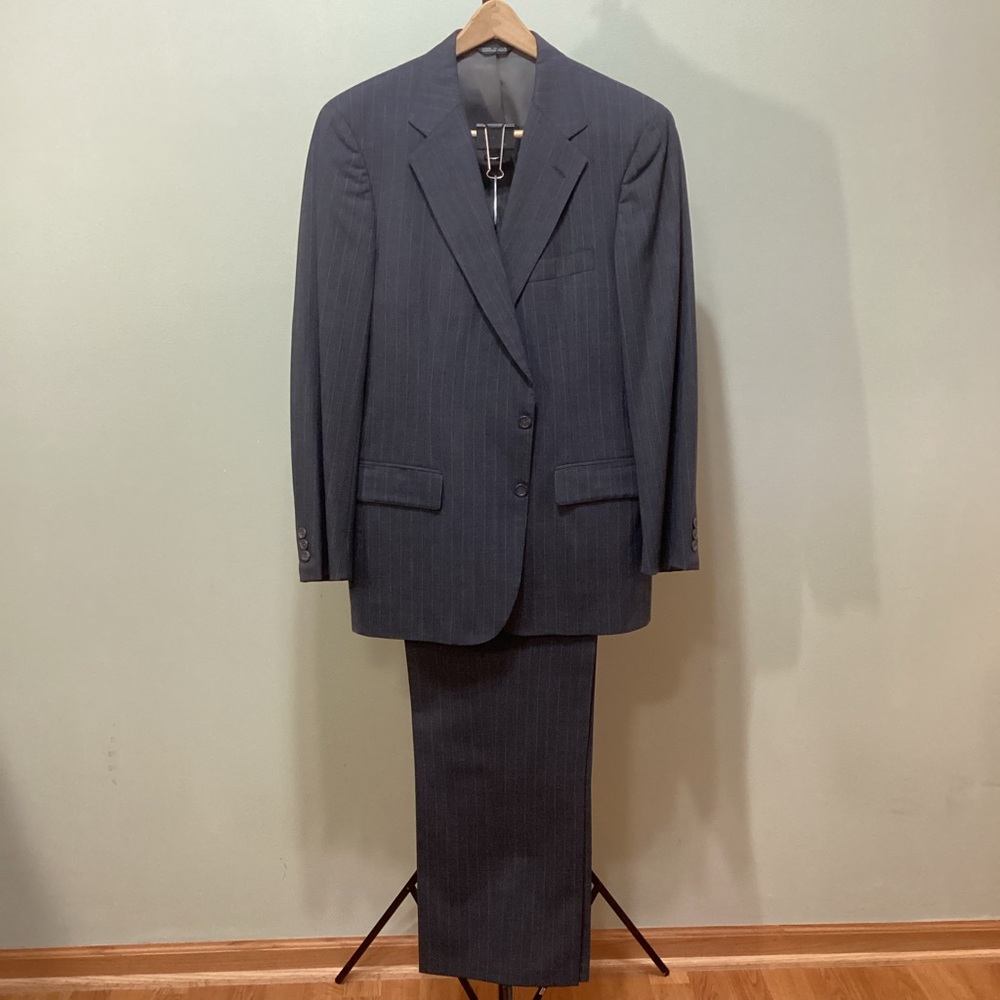 Men's Polo Gray Pinstripe Suit